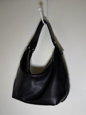 Classic Small Black Leather Hobo Bag